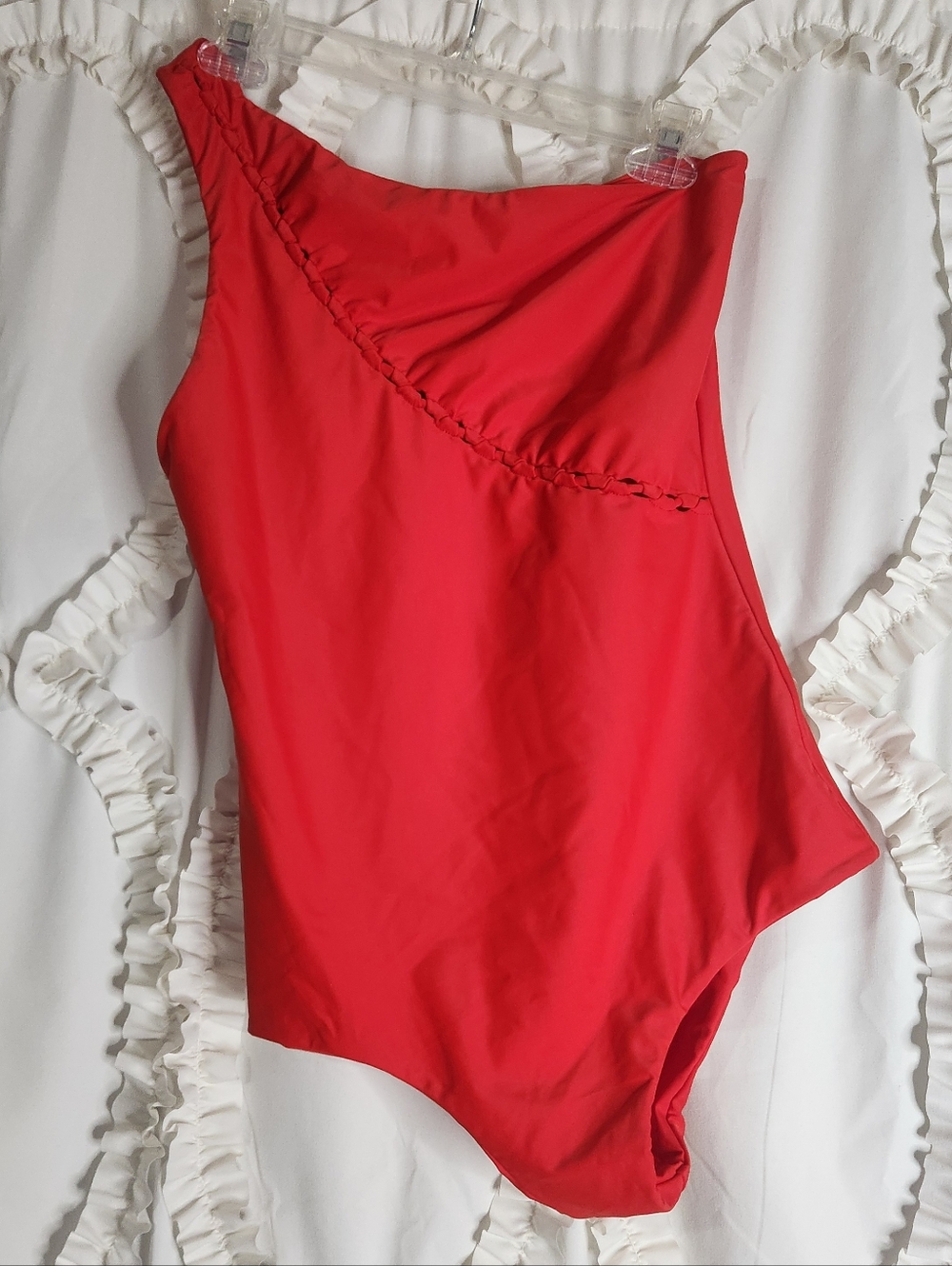 Mikoh Red Mau Loa One Shoulder One Piece Swim Swimsuit Sz XL